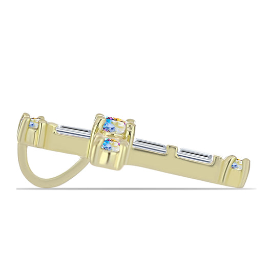 Kríž Pozlátený Strieborný Prívesok s Ľadovým Moissanitom a Bielym Zirkónom