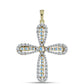 Kríž Pozlátený Strieborný Prívesok s Ľadovým Moissanitom a Bielym Topásom