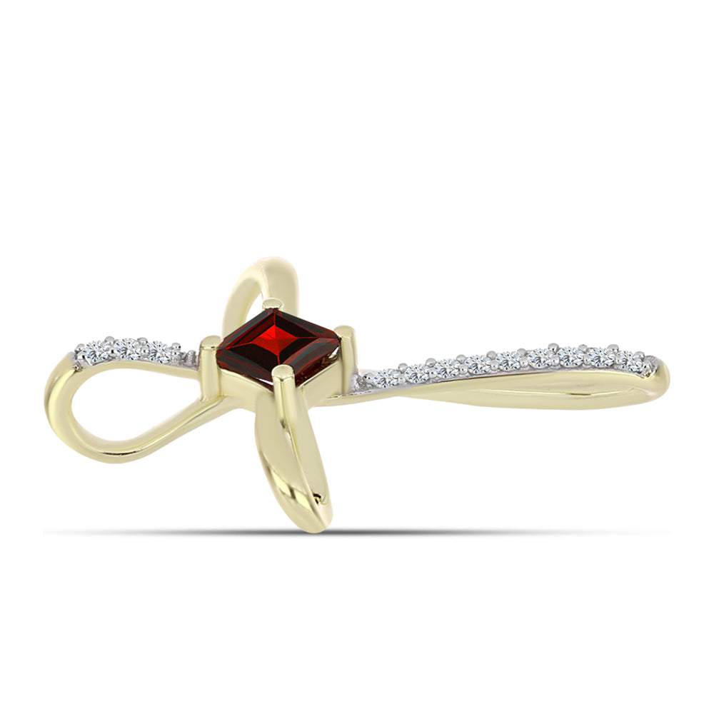 Kríž Pozlátený Strieborný Prívesok s Bartonským Granátom a Bielym Topásom 2 