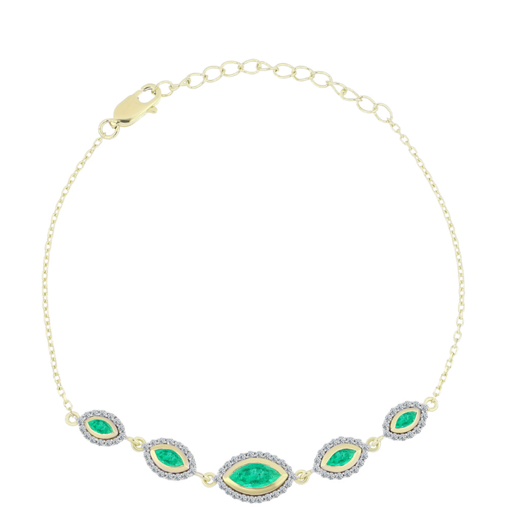 Pozlátený Strieborný Náramok s Kolumbijským Smaragdom a Bielym Diamantom 1 