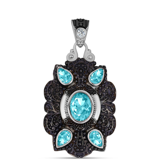 Pozlátený Prívesok s Paraiba Kremeňom a Bielym Topásom