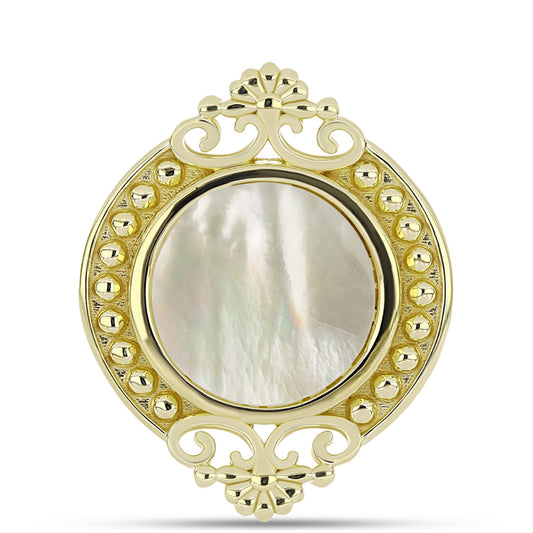 Pozlátený Strieborný Prsteň s Lastúrou