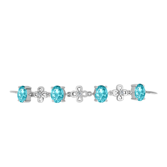 Strieborný Náramok s Paraiba Kremeňom a Bielym Topásom