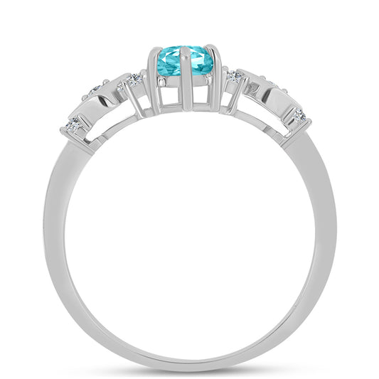 Strieborný Prsteň s Paraiba Kremeňom a Bielym Topásom