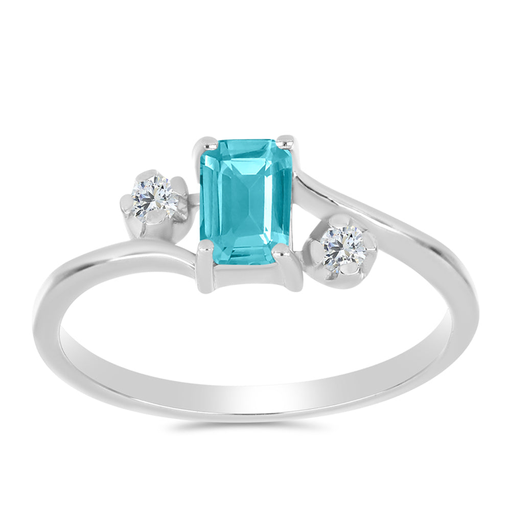 Strieborný Prsteň s Paraiba Kremeňom a Bielym Topásom