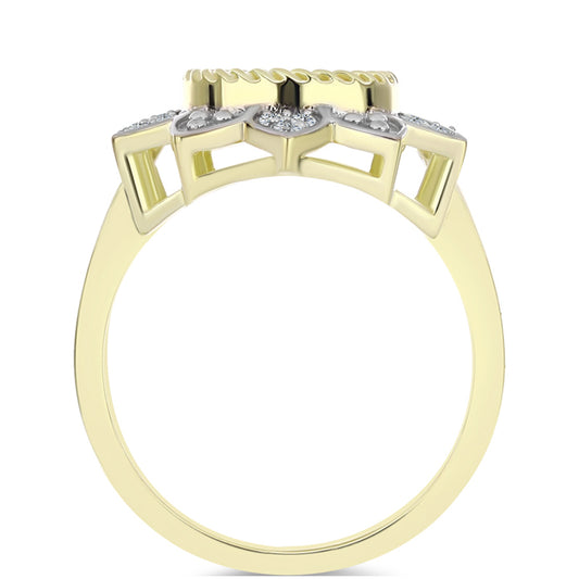 Pozlátený Strieborný Prsteň s Lastúrou a Bielym Topásom