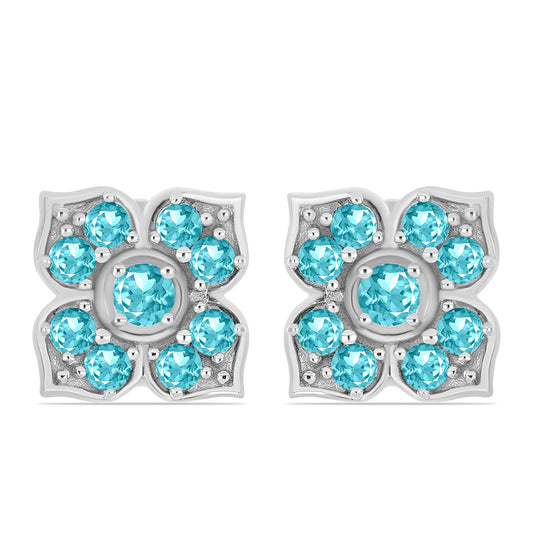 Strieborné Náušnice s Paraiba Kremeňom