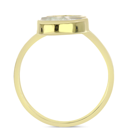 Pozlátený Strieborný Prsteň s Lastúrou