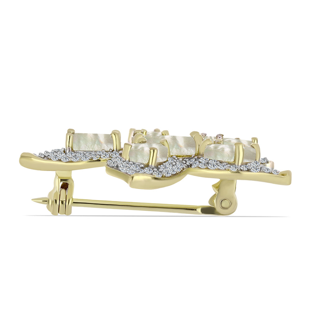 Pozlátený Strieborný Brošňa s Lastúrou