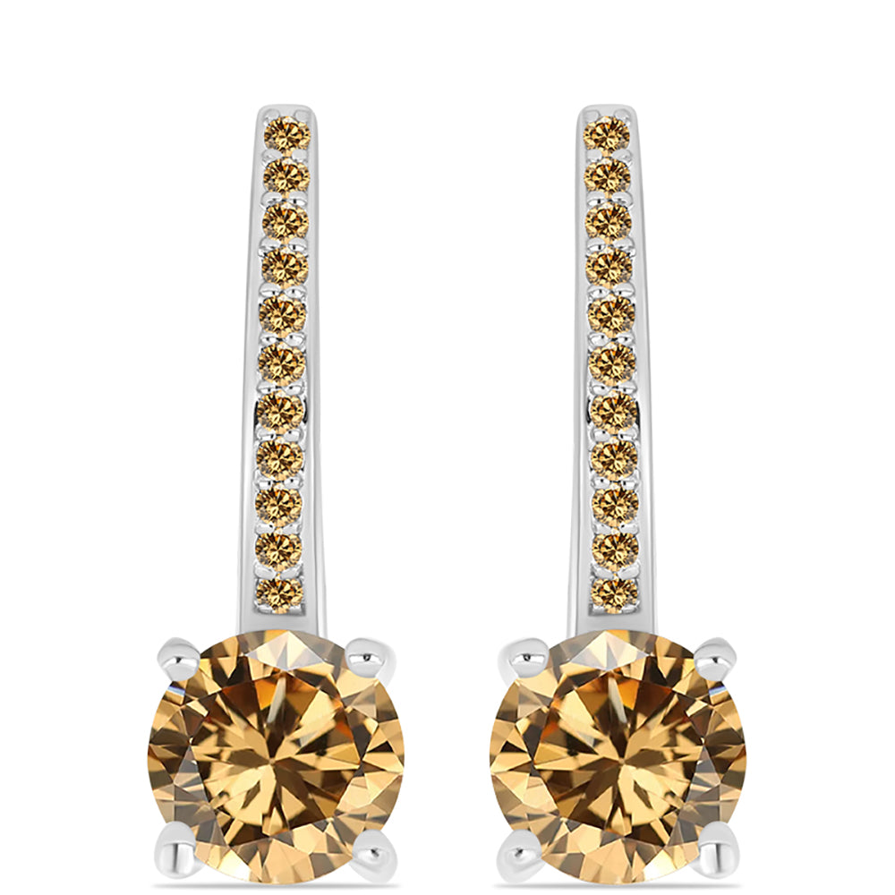 Strieborné Náušnice s so Šampanským Moissanitom 1 