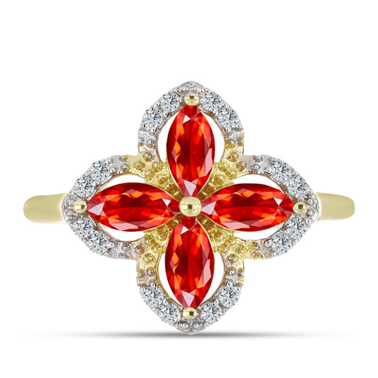 Pozlátený Strieborný Prsteň s Etiópskym Červeným Opálom z Lega Dembi a Bielym Topásom