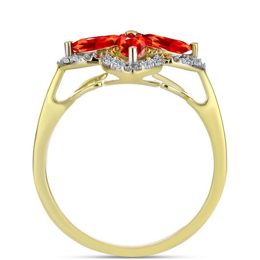 Pozlátený Strieborný Prsteň s Etiópskym Červeným Opálom z Lega Dembi a Bielym Topásom