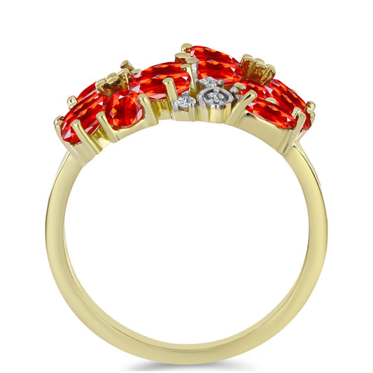 Pozlátený Strieborný Prsteň s Etiópskym Červeným Opálom z Lega Dembi a Bielym Topásom