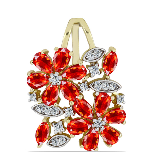 Pozlátený Strieborný Prívesok s Etiópskym Červeným Opálom z Lega Dembi a Bielym Topásom