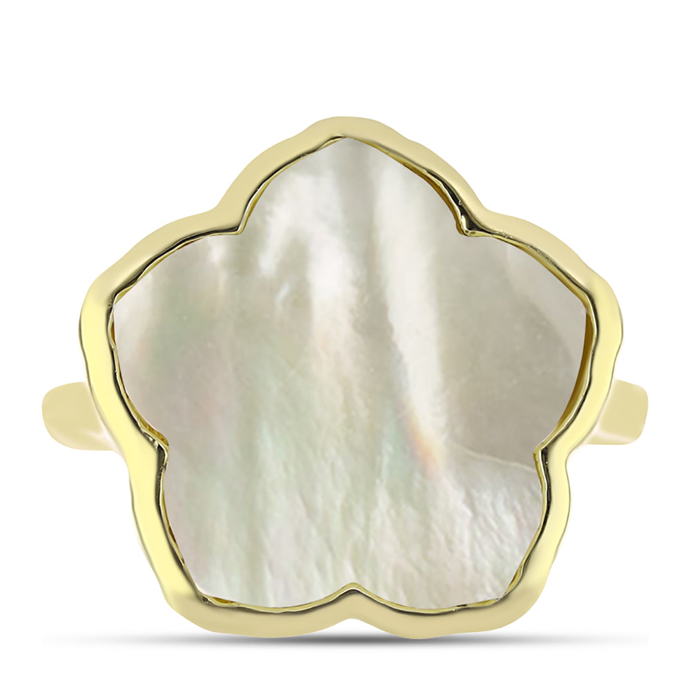 Pozlátený Strieborný Prsteň s Lastúrou