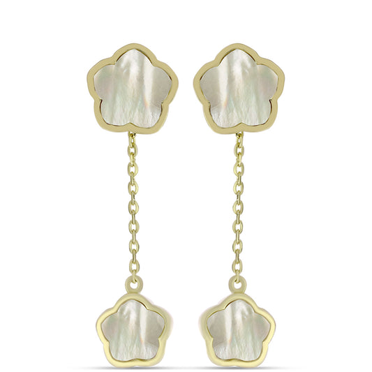 Pozlátené Strieborné Náušnice s Lastúrou