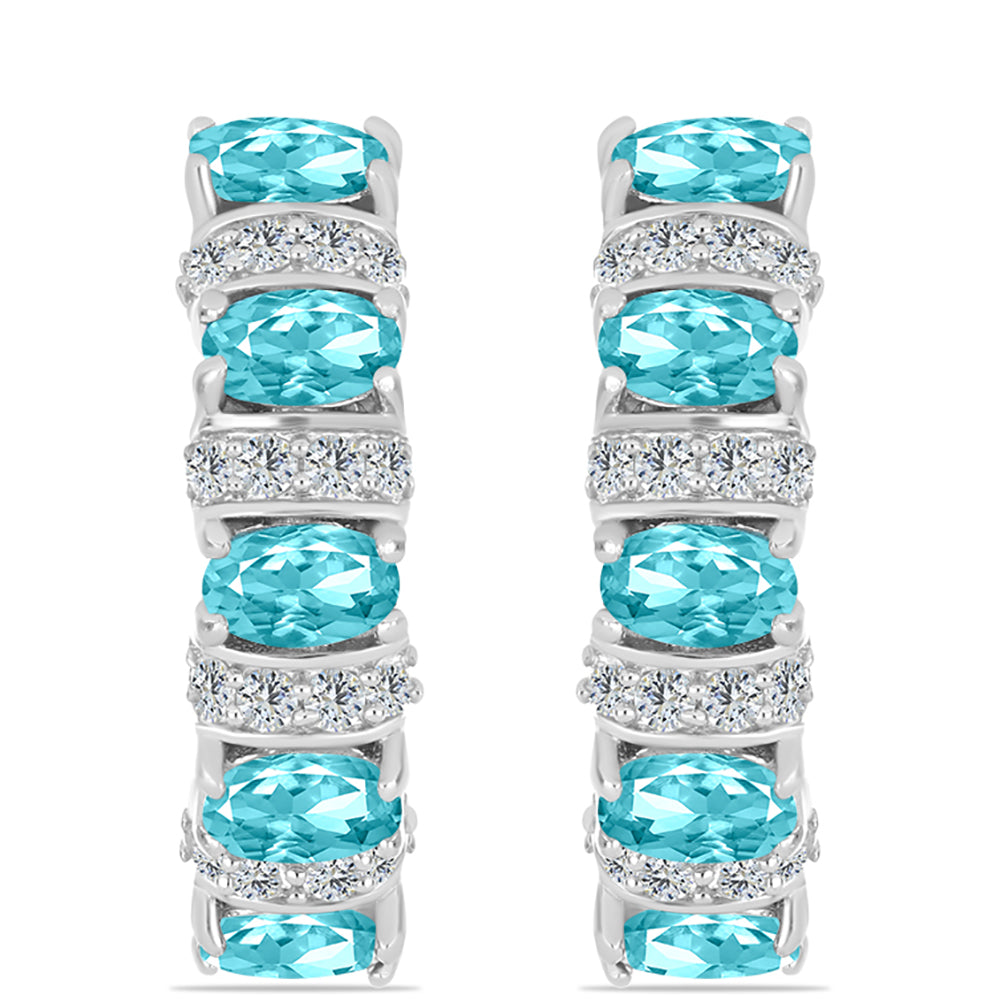 Strieborné Náušnice s Paraiba Kremeňom a Bielym Topásom 1 