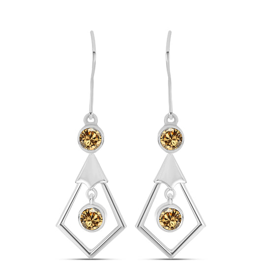 Strieborné Náušnice s so Šampanským Moissanitom