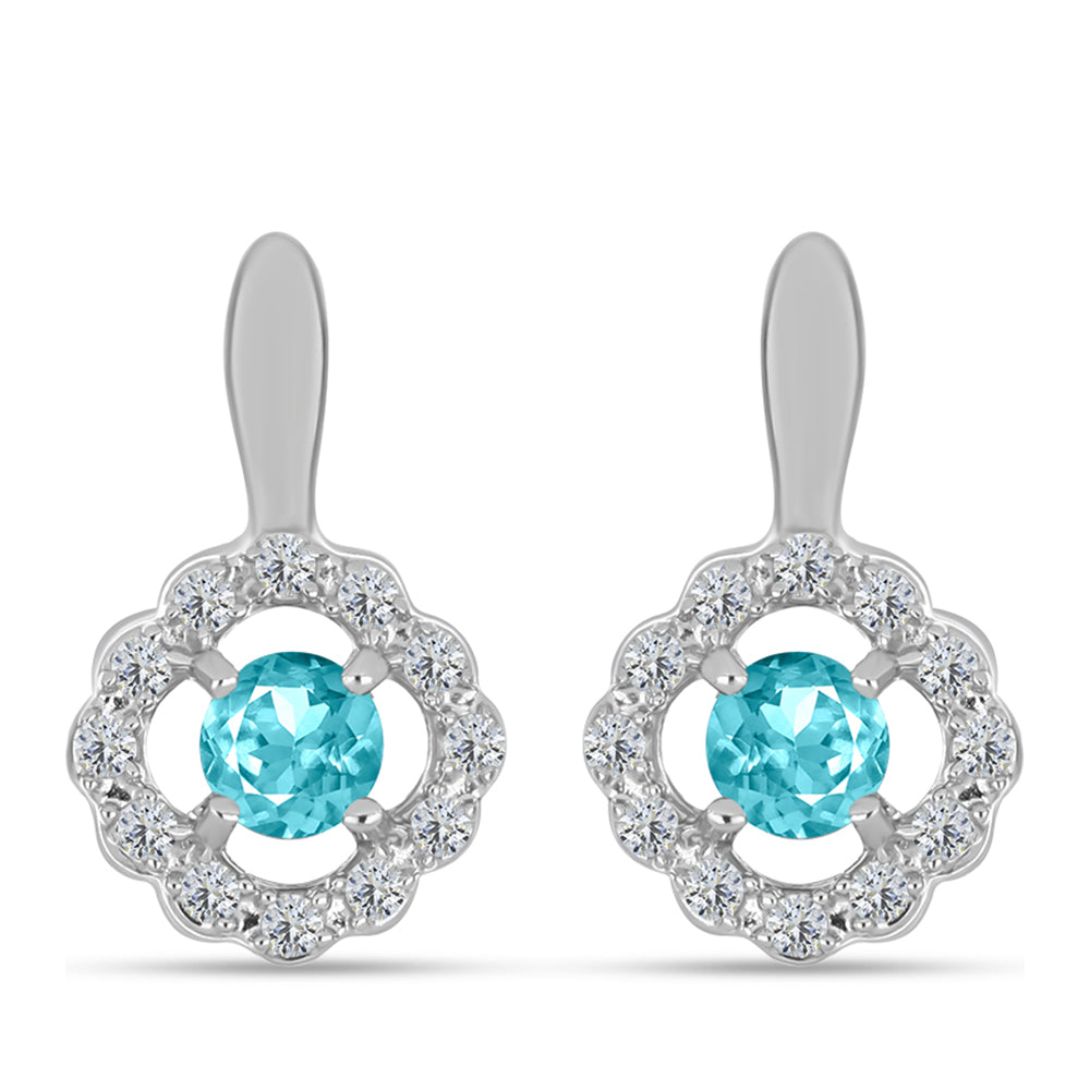 Strieborné Náušnice s Paraiba Kremeňom a Bielym Topásom 1 