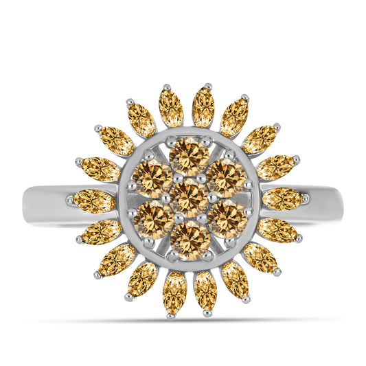 Strieborný Prsteň s so Šampanským Moissanitom