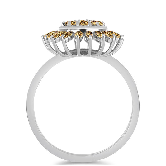 Strieborný Prsteň s so Šampanským Moissanitom