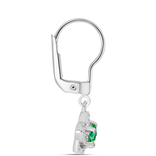 Strieborné Náušnice s Kijani Granátom a Bielym Topásom