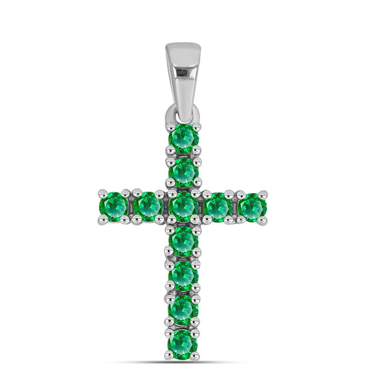 Kríž Strieborný Prívesok s Kijani Granátom