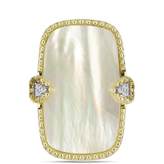 Pozlátený Strieborný Prsteň s Lastúrou a Bielym Topásom