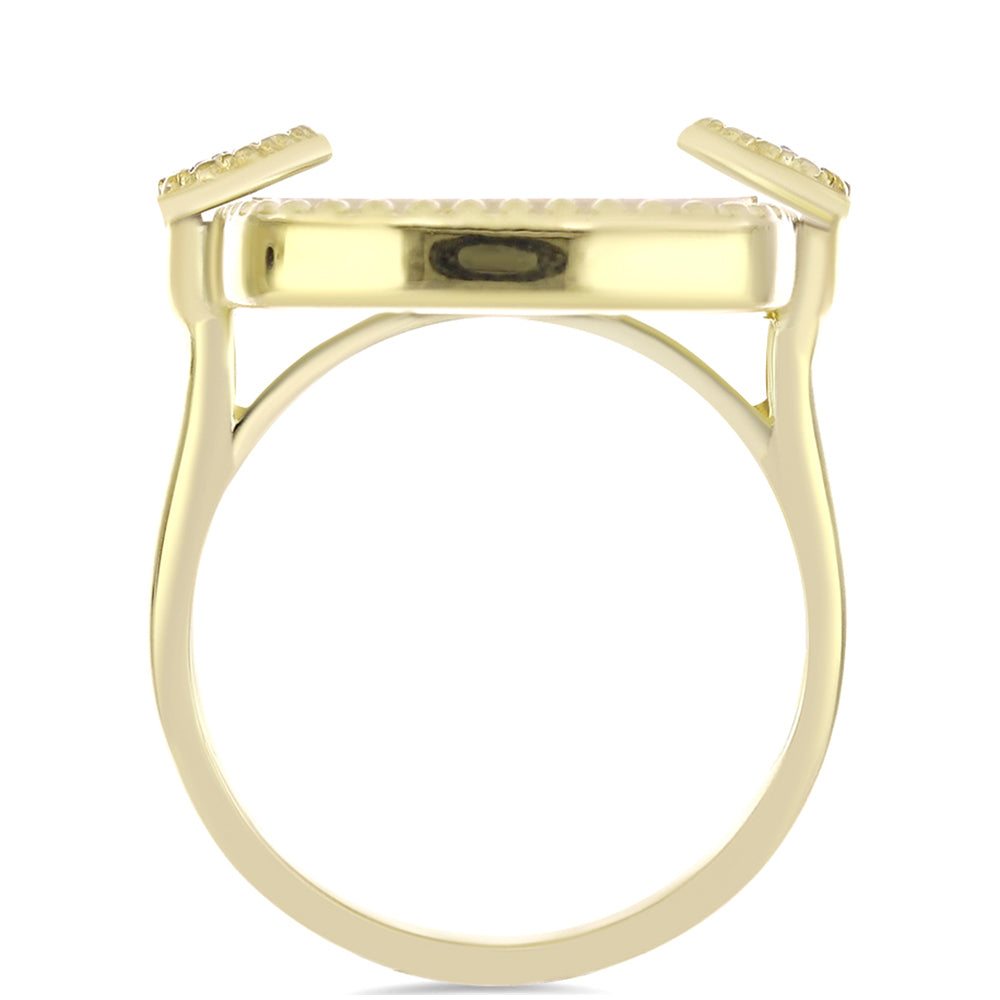 Pozlátený Strieborný Prsteň s Lastúrou a Bielym Topásom