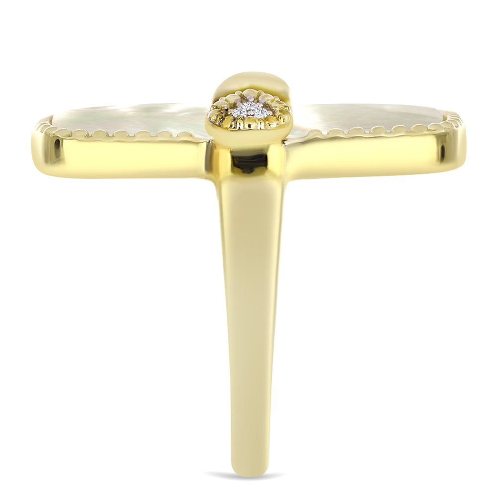 Pozlátený Strieborný Prsteň s Lastúrou a Bielym Topásom 4 