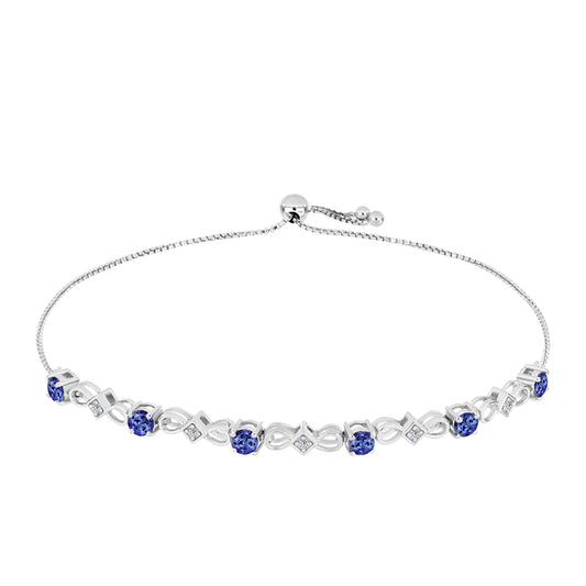 Strieborný Náramok s AAA Tanzanitom a Bielym Topásom