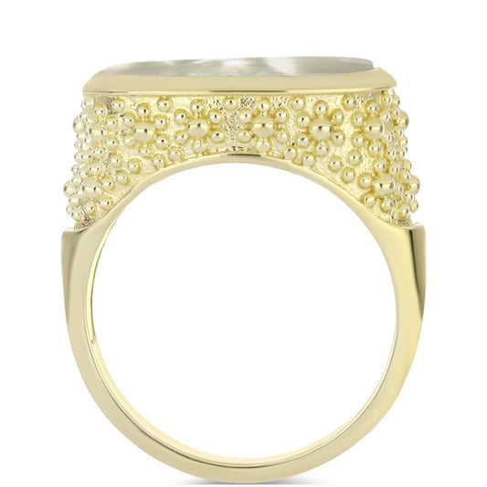 Pozlátený Strieborný Prsteň s Lastúrou