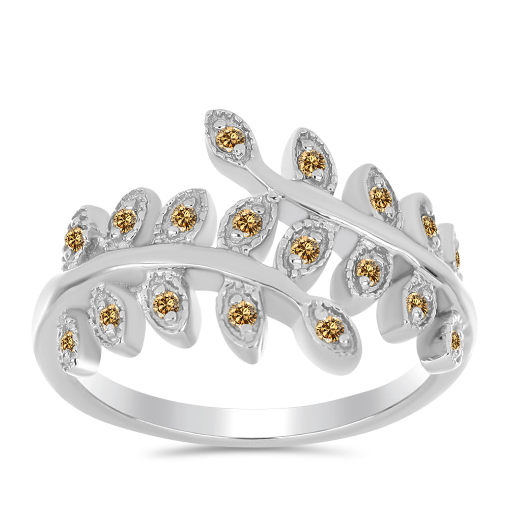 Strieborný Prsteň s so Šampanským Moissanitom