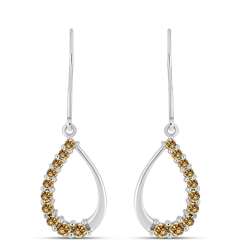 Strieborné Náušnice s so Šampanským Moissanitom