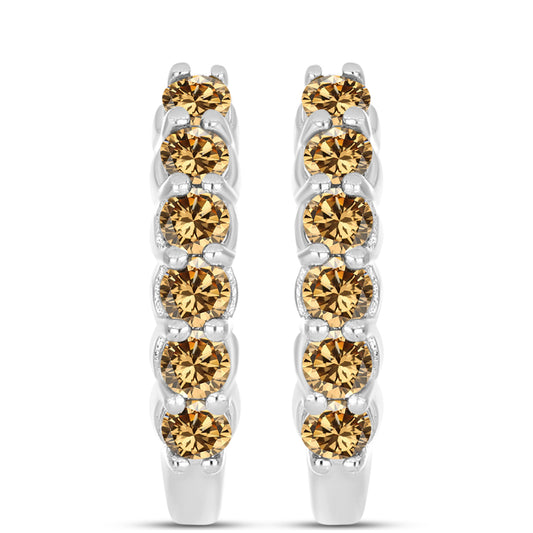 Strieborné Náušnice s so Šampanským Moissanitom