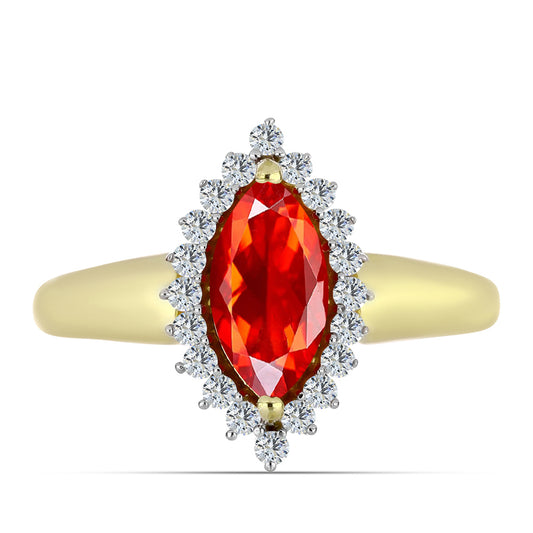 Pozlátený Strieborný Prsteň s Etiópskym Červeným Opálom z Lega Dembi a Bielym Topásom