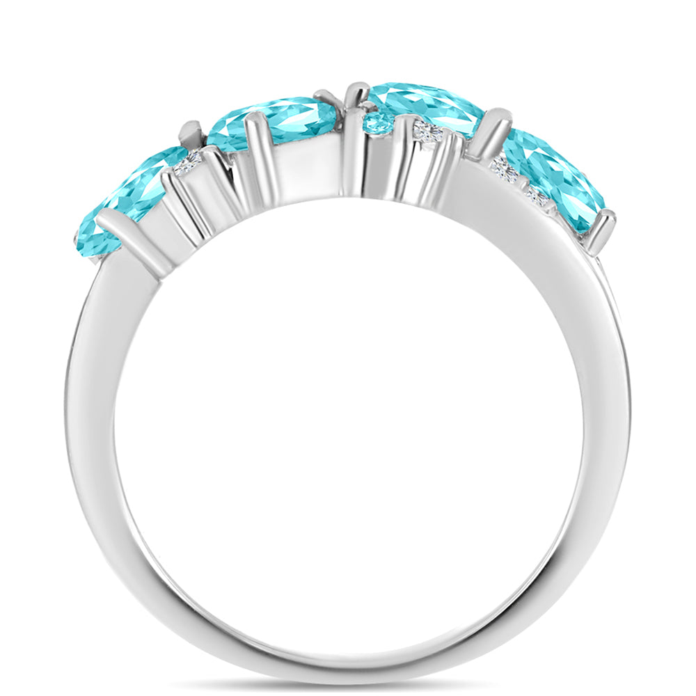 Strieborný Prsteň s Paraiba Kremeňom a Bielym Topásom 2 