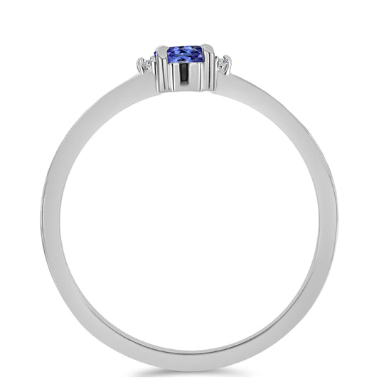 Strieborný Prsteň s AAA Tanzanitom a Bielym Topásom