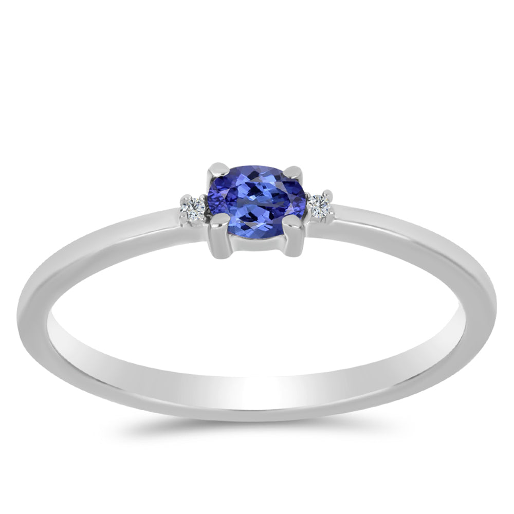 Strieborný Prsteň s AAA Tanzanitom a Bielym Topásom 3 