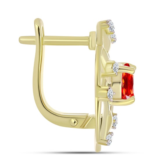 Pozlátené Strieborné Náušnice s Etiópskym Červeným Opálom z Lega Dembi a Bielym Topásom