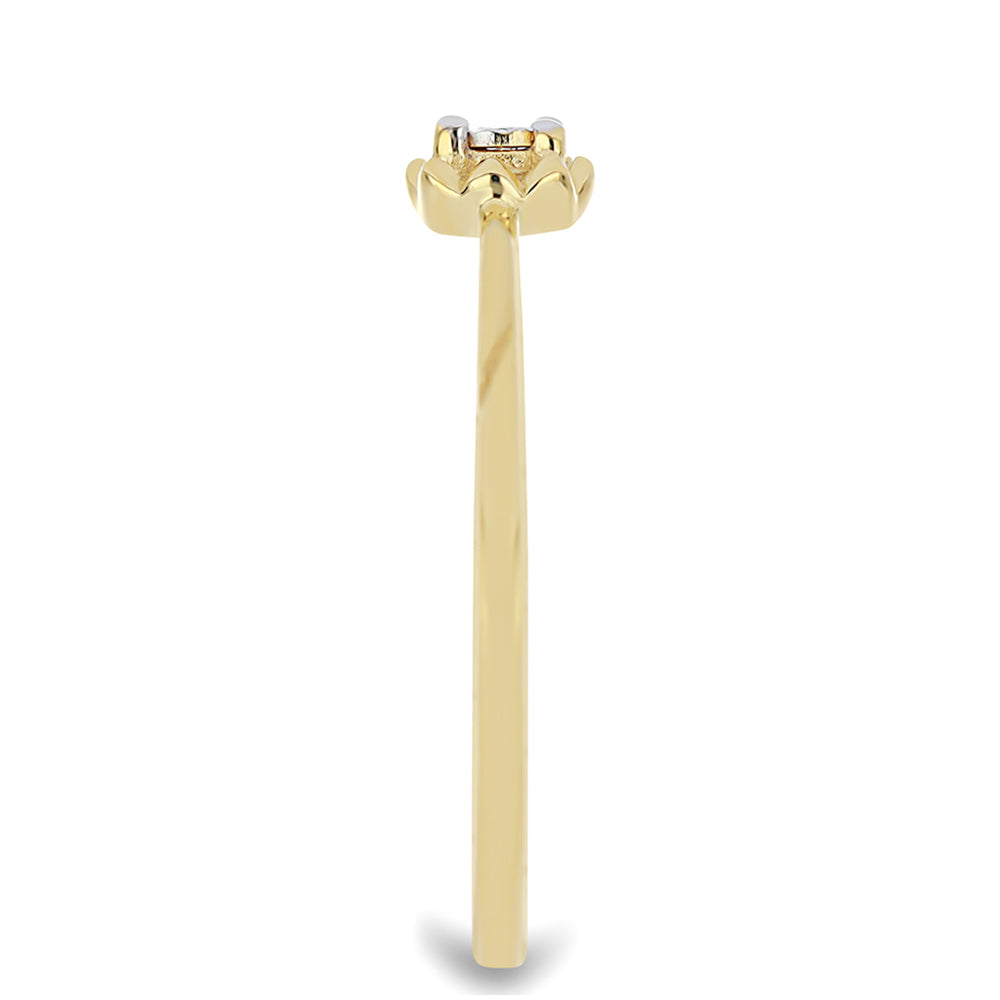 Pozlátený Strieborný Prsteň s Bielym Diamantom 4 