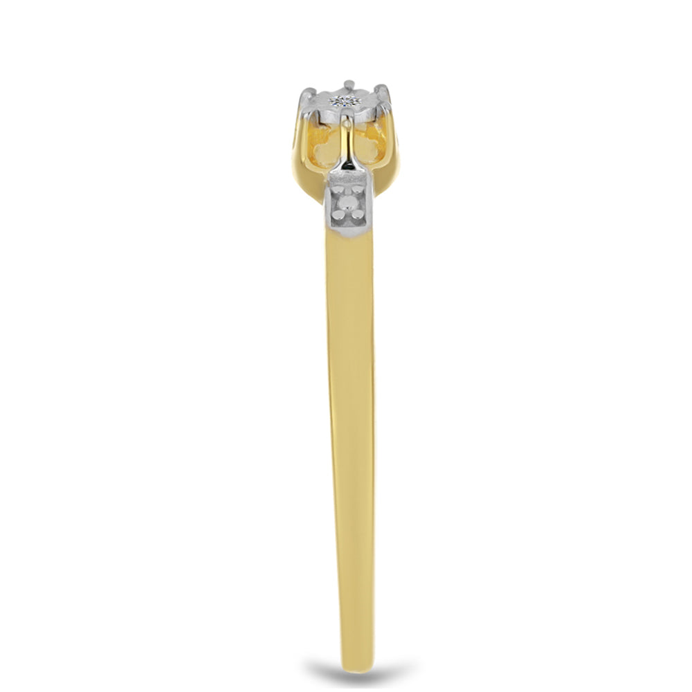 Pozlátený Strieborný Prsteň s Bielym Diamantom 4 