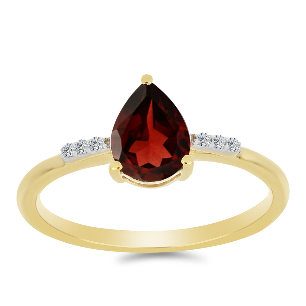 Pozlátený Strieborný Prsteň s Bartonským Granátom a Bielym Zirkónom