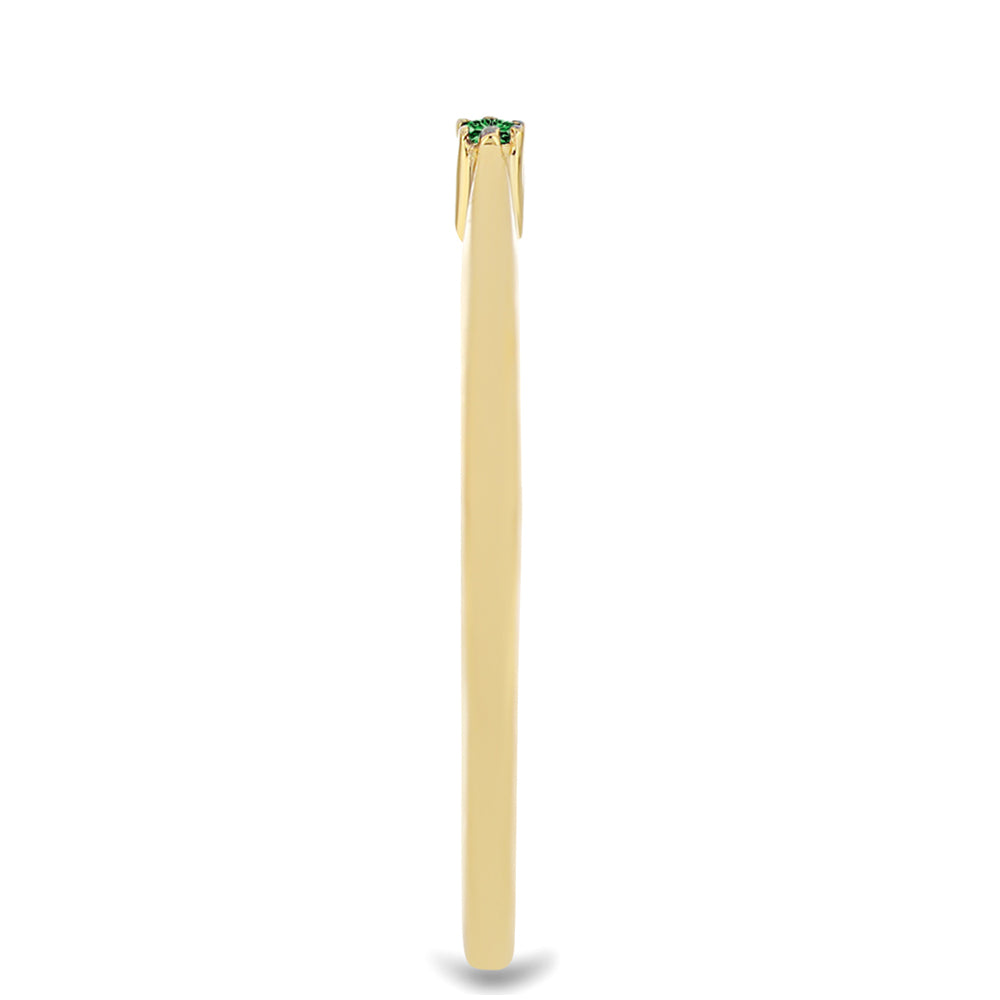 Pozlátený Strieborný Prsteň s so Zeleným Diamantom 4 