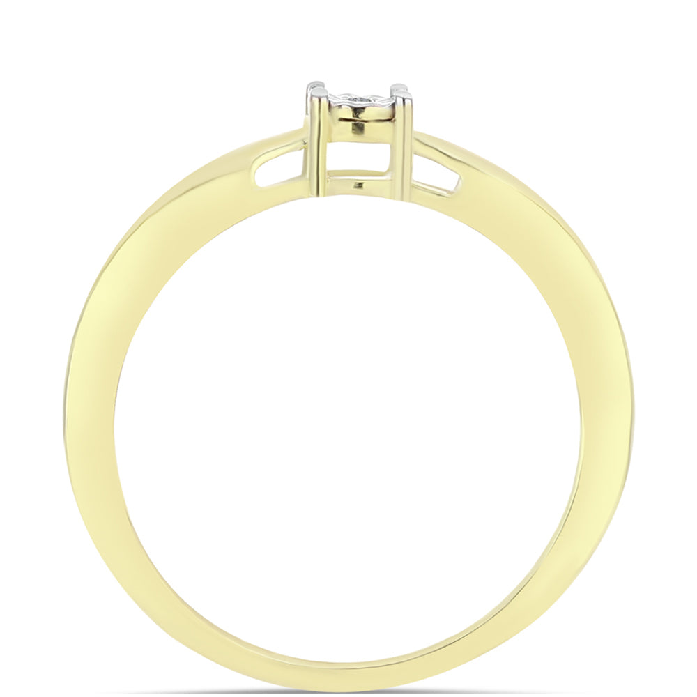 Pozlátený Strieborný Prsteň s Bielym Diamantom 2 