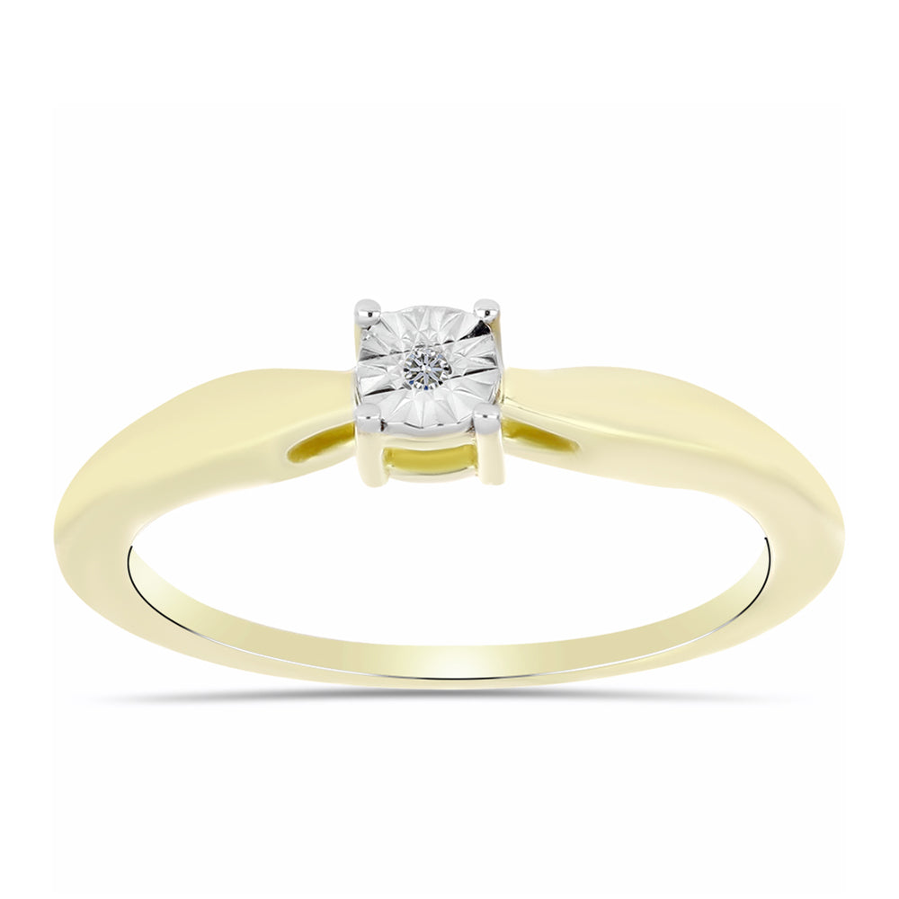 Pozlátený Strieborný Prsteň s Bielym Diamantom