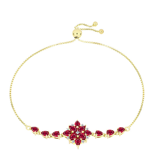 Pozlátený Strieborný Náramok s Madagaskarským Rubínom a Bielym Topásom