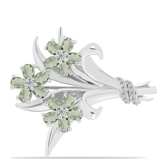 Strieborný s so Zeleným Ametystom a Bielym Topásom