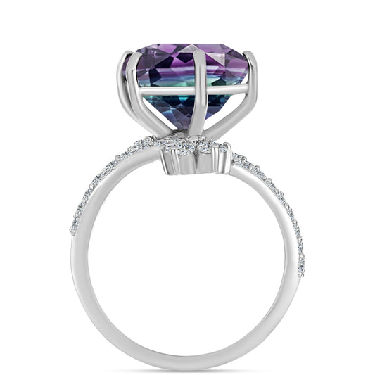 Strieborný Prsteň s so Zebra Fluoritom a Bielym Topásom