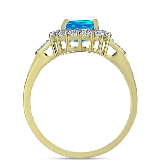 Pozlátený Strieborný Prsteň s Etiópskym Paradise Opálom a Bielym Topásom